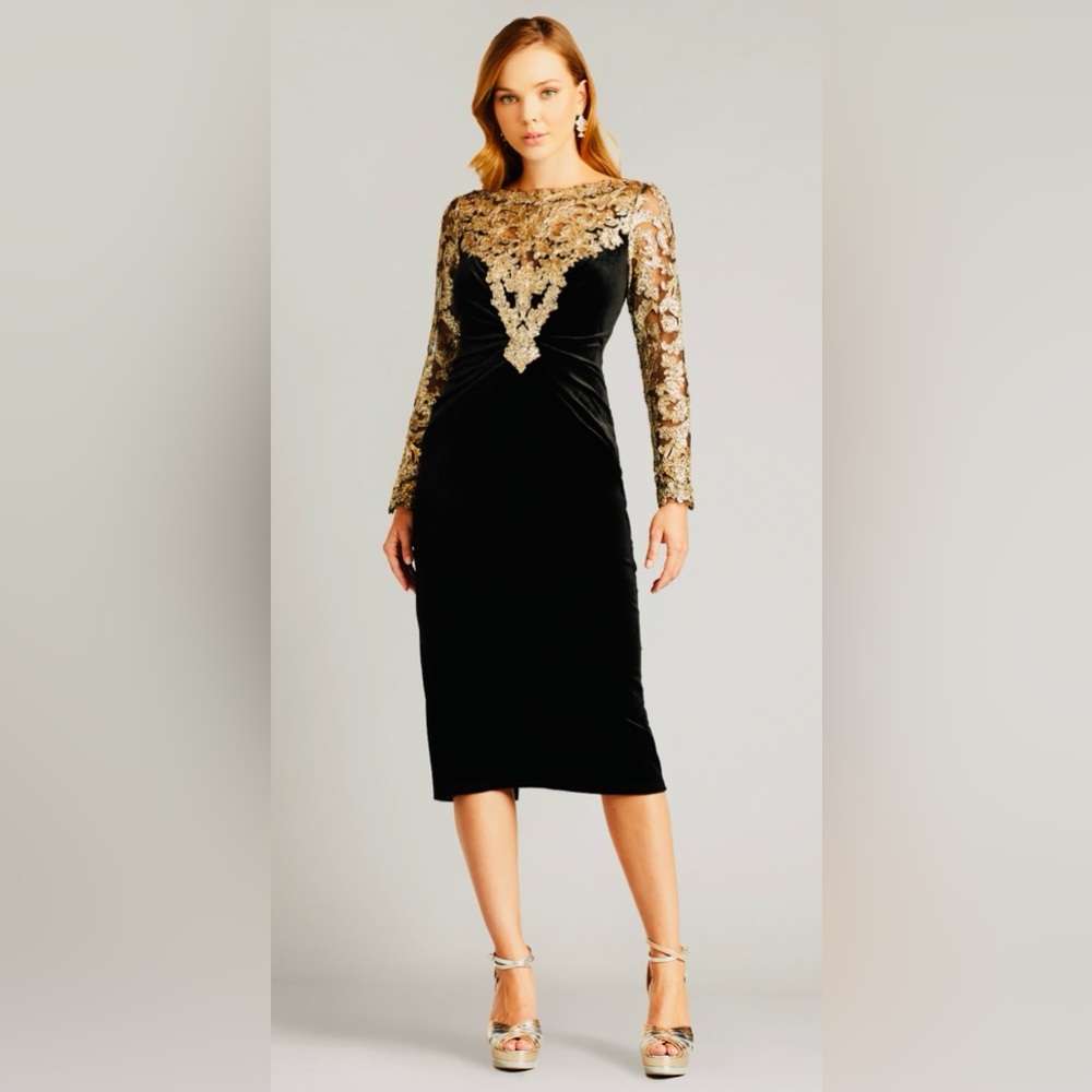 Tadashi Shoji Lavinia Sequin Illusion Velvet Dress